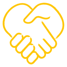 heart handshake yellow icon
